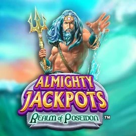Almighty Jackpots – Realm of Poseidon logo – Jackpots by Novomatic at Pelikaani Casino